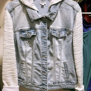 Boutique Classic Knit & Denim Hoodie Jacket Created For Cupcake Boutique